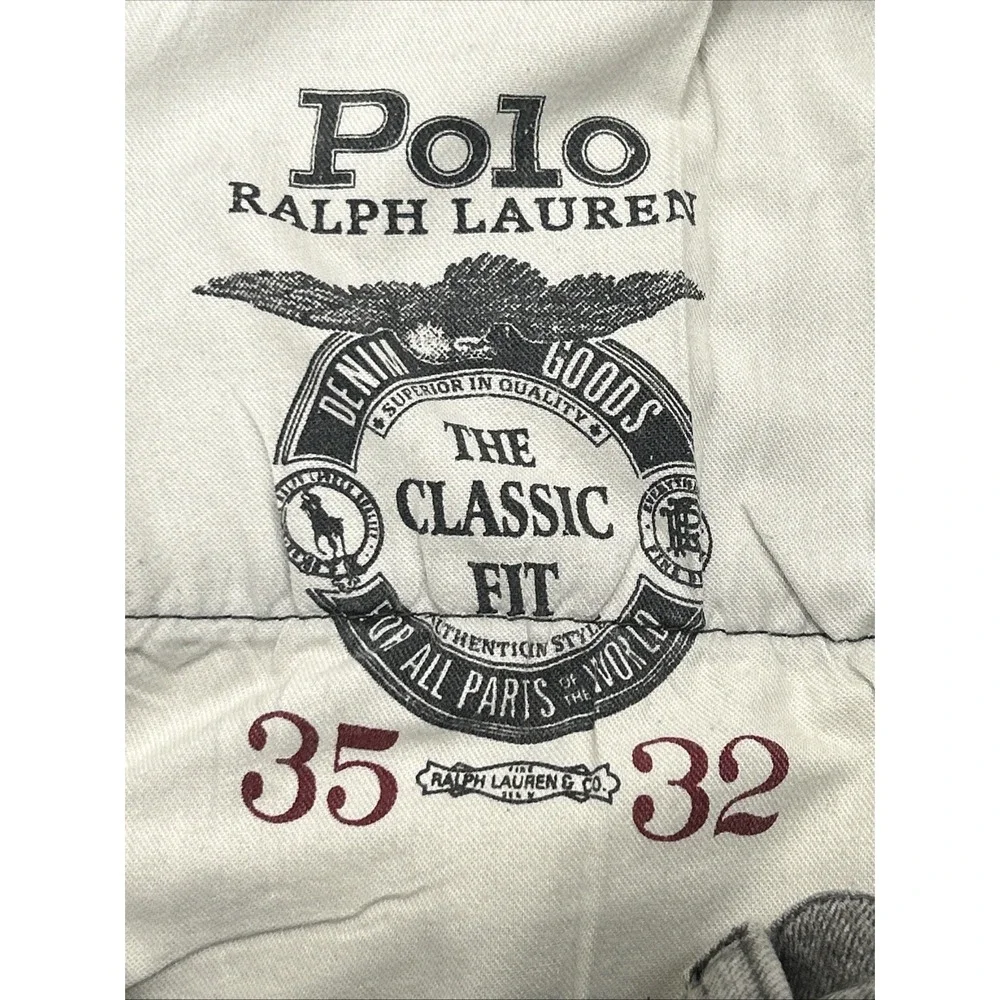 Polo Ralph Lauren The Classic Fit Jeans Men Size 35x32 Gray Wash Denim